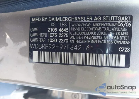 2007 Mercedes-Benz C 280 Luxury 4Matic из США, поврежденный, VIN WDBRF92H97F842161